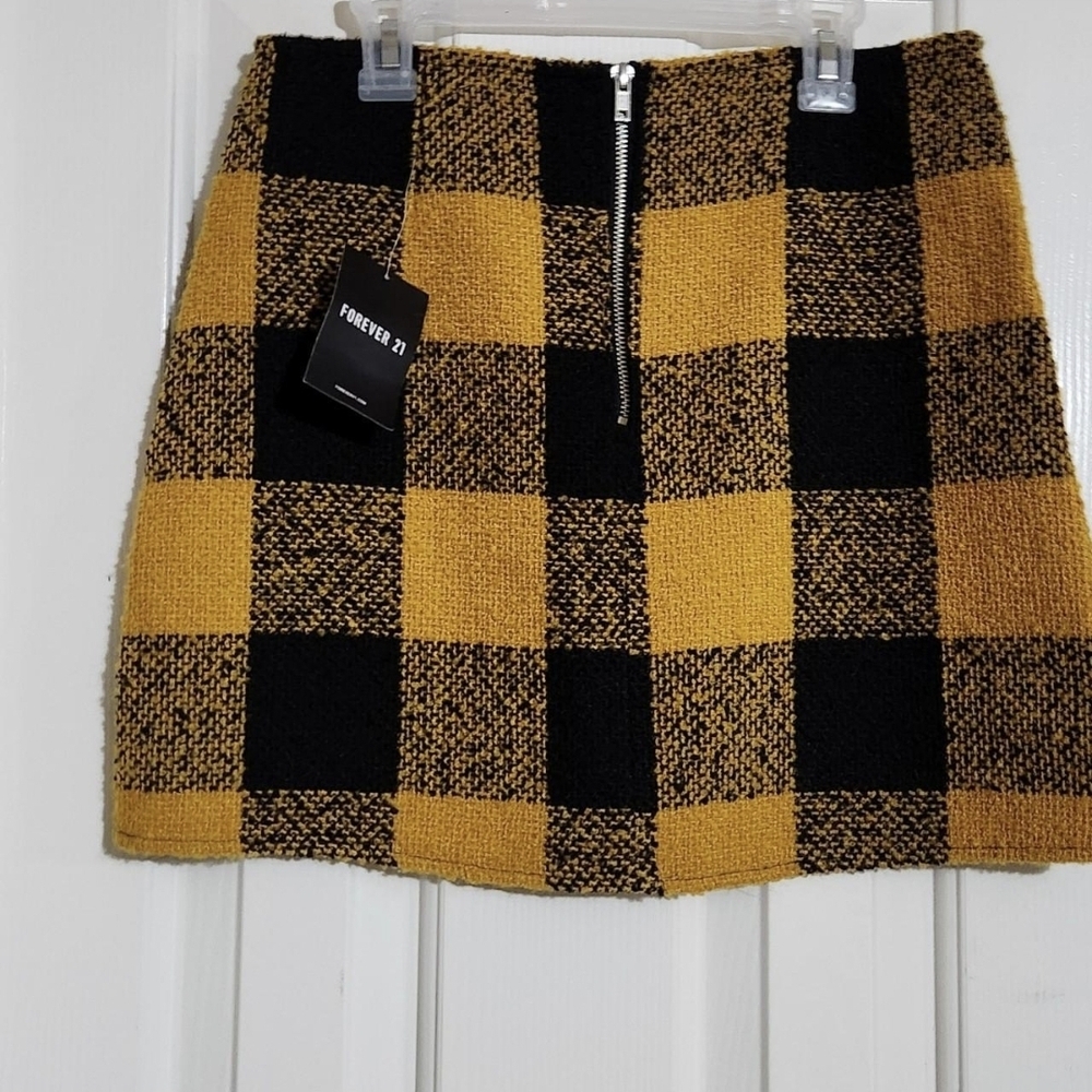 🖤💛 Forever 21 Mustard & Black Plaid/Checked Skirt